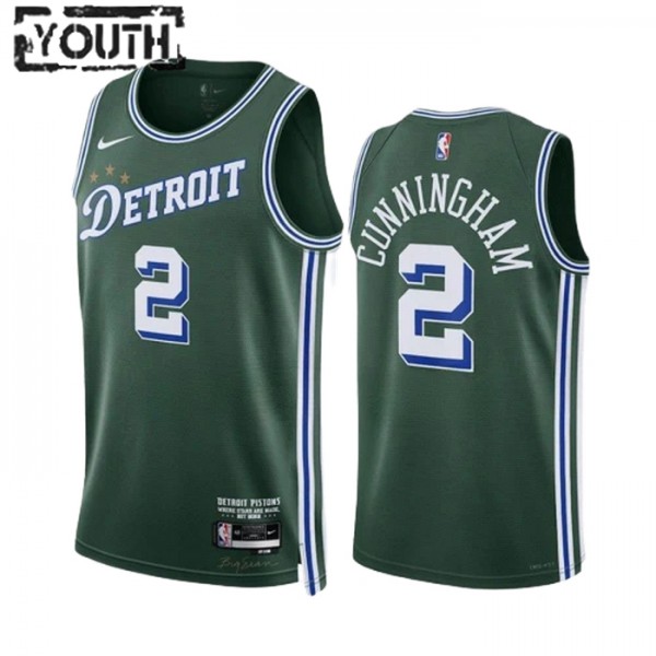Detroit Pistons Trikot Cade Cunningham 2 Nike 2022-23 City Edition Grün Swingman - Kinder